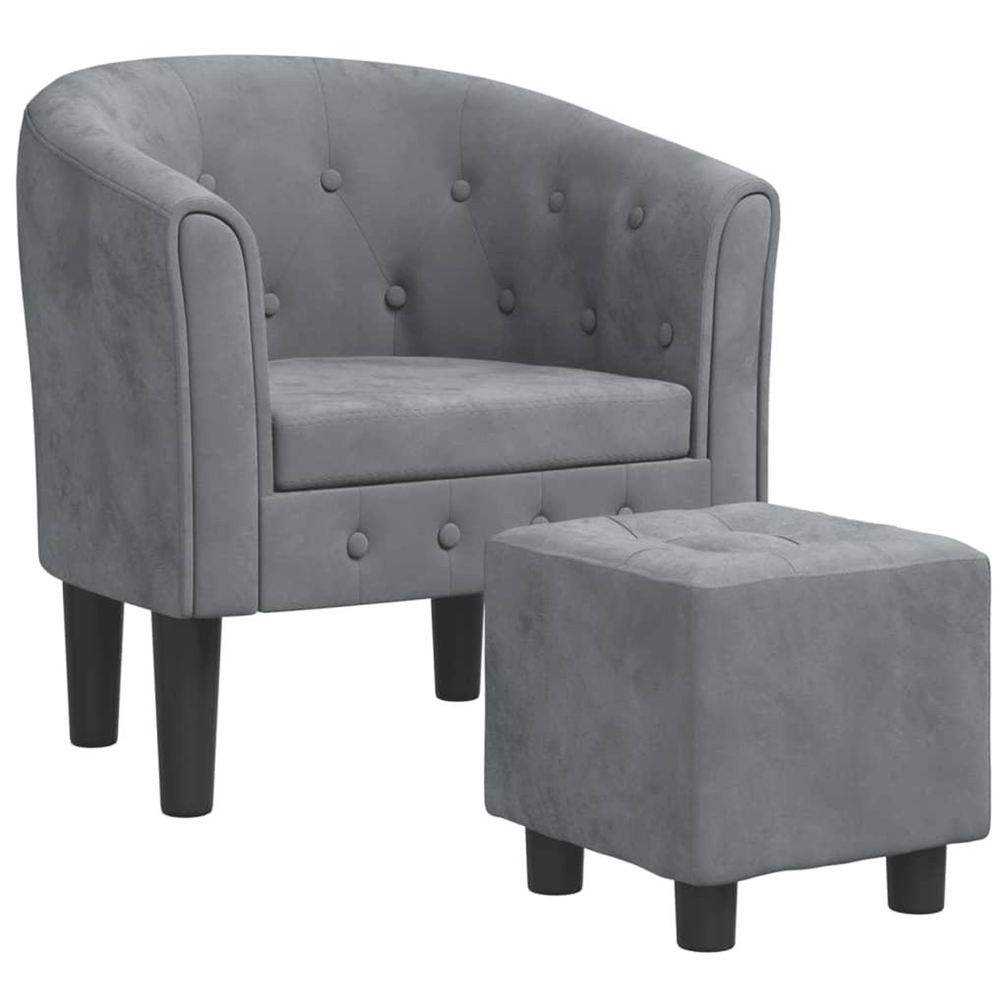 Voir la diapositive 2 : VIDAXL Fauteuil avec repose-pied gris fonce velours