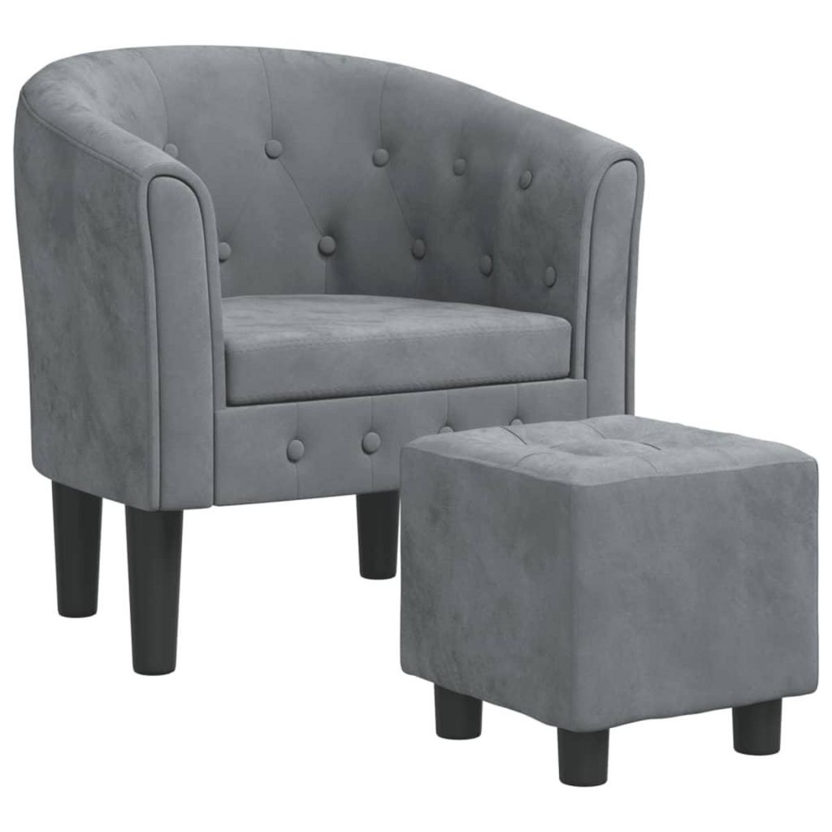 VIDAXL Fauteuil avec repose-pied gris fonce velours