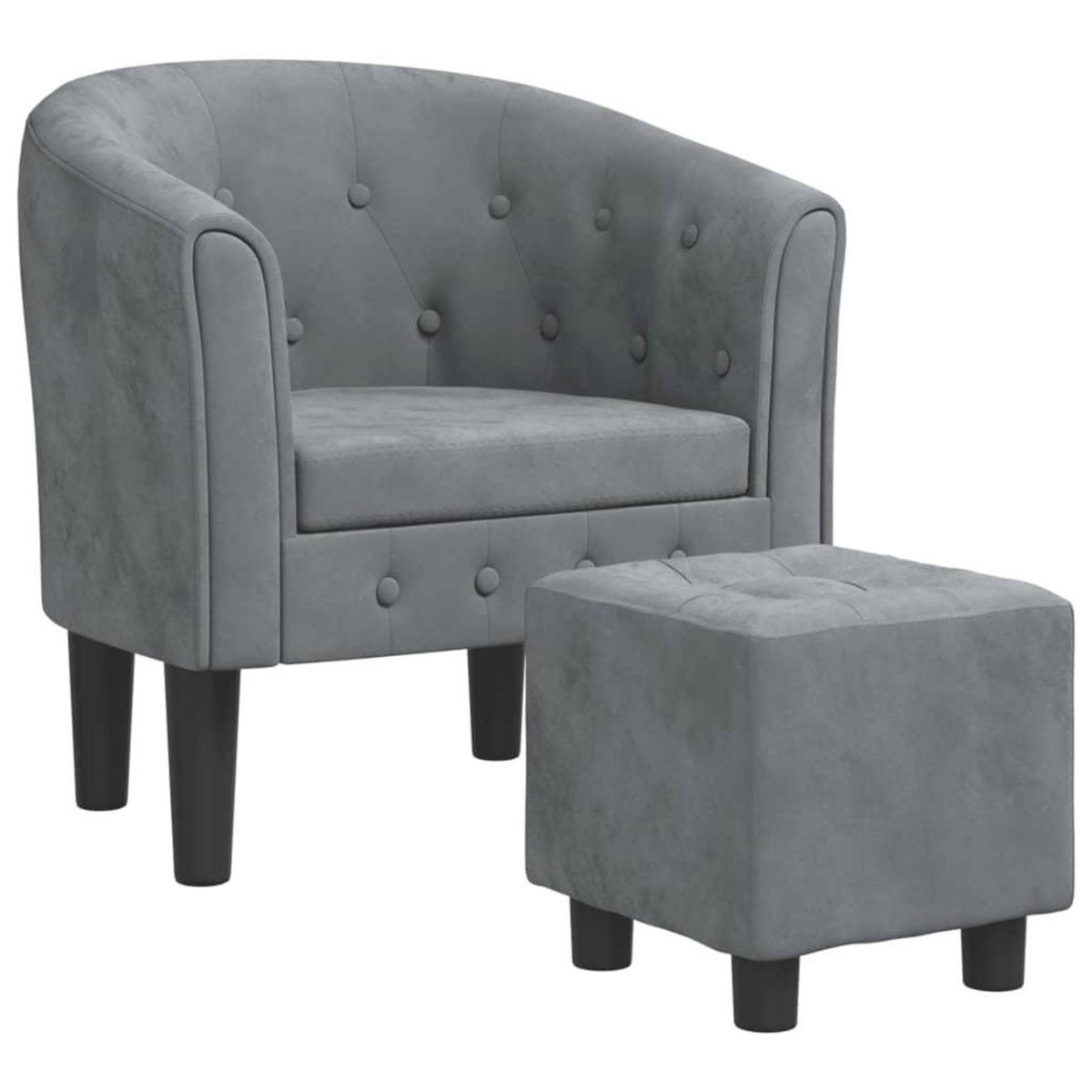VIDAXL Fauteuil avec repose-pied gris fonce velours
