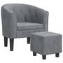 Voir la diapositive 2 : VIDAXL Fauteuil avec repose-pied gris fonce velours