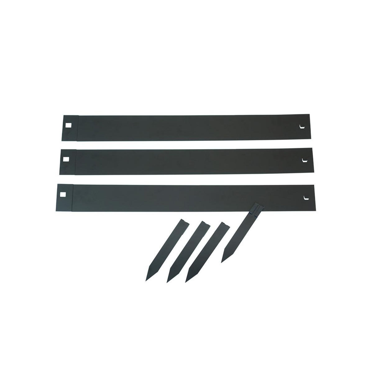 NATURE 3 bordures de jardin acier galvanisé avec 4 ancres incluses, 3 lattes de 91,4  x H10,2 cm soit 2,64 m, noir