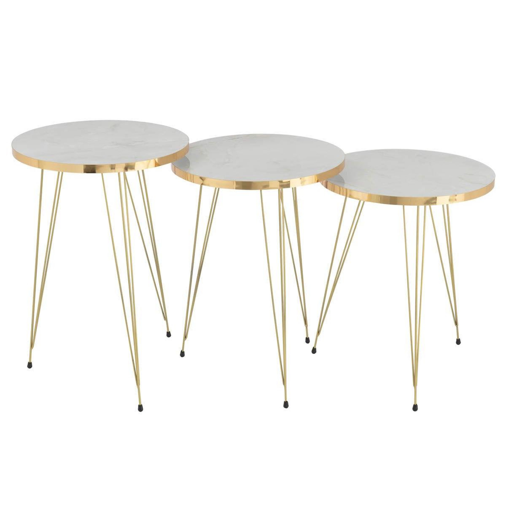Voir la diapositive 2 : J-LINE Lot de 3 tables d'appoint  lottie  56cm blanc