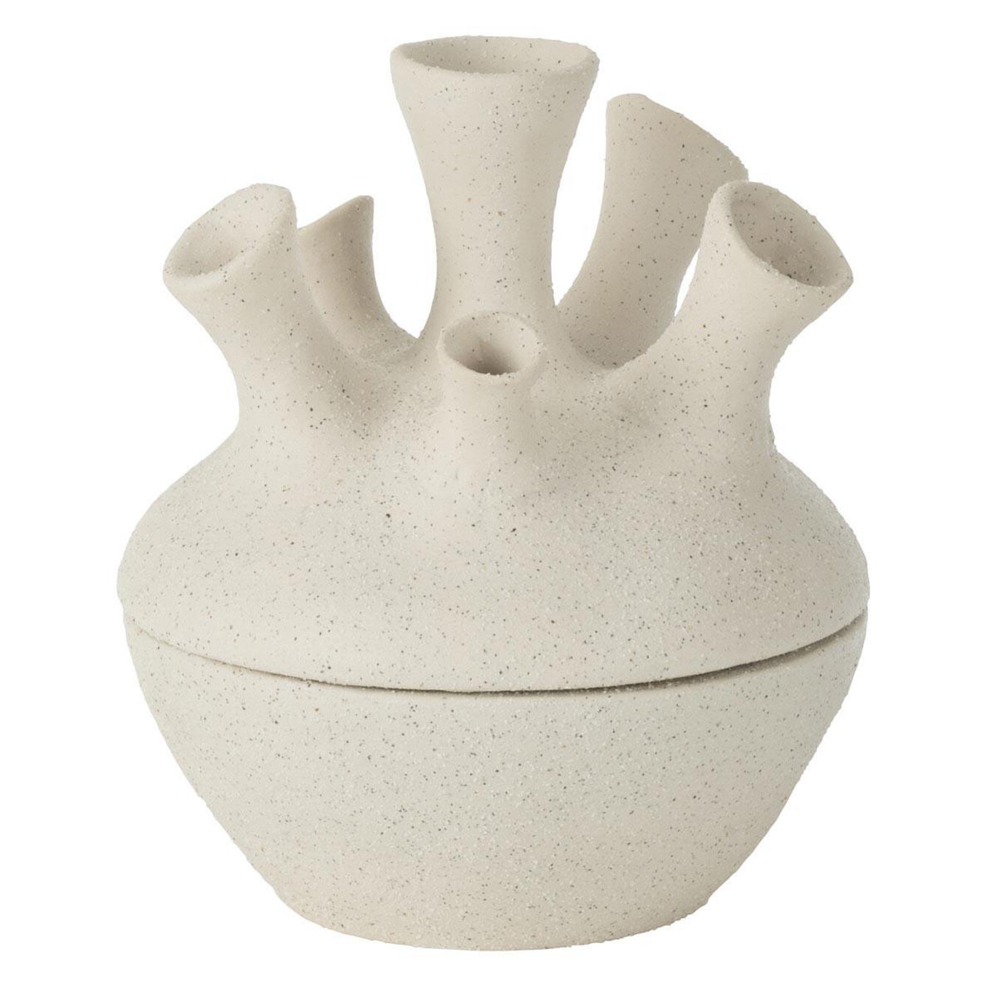 J-LINE Vase corail en argile  seymour  19cm blanc