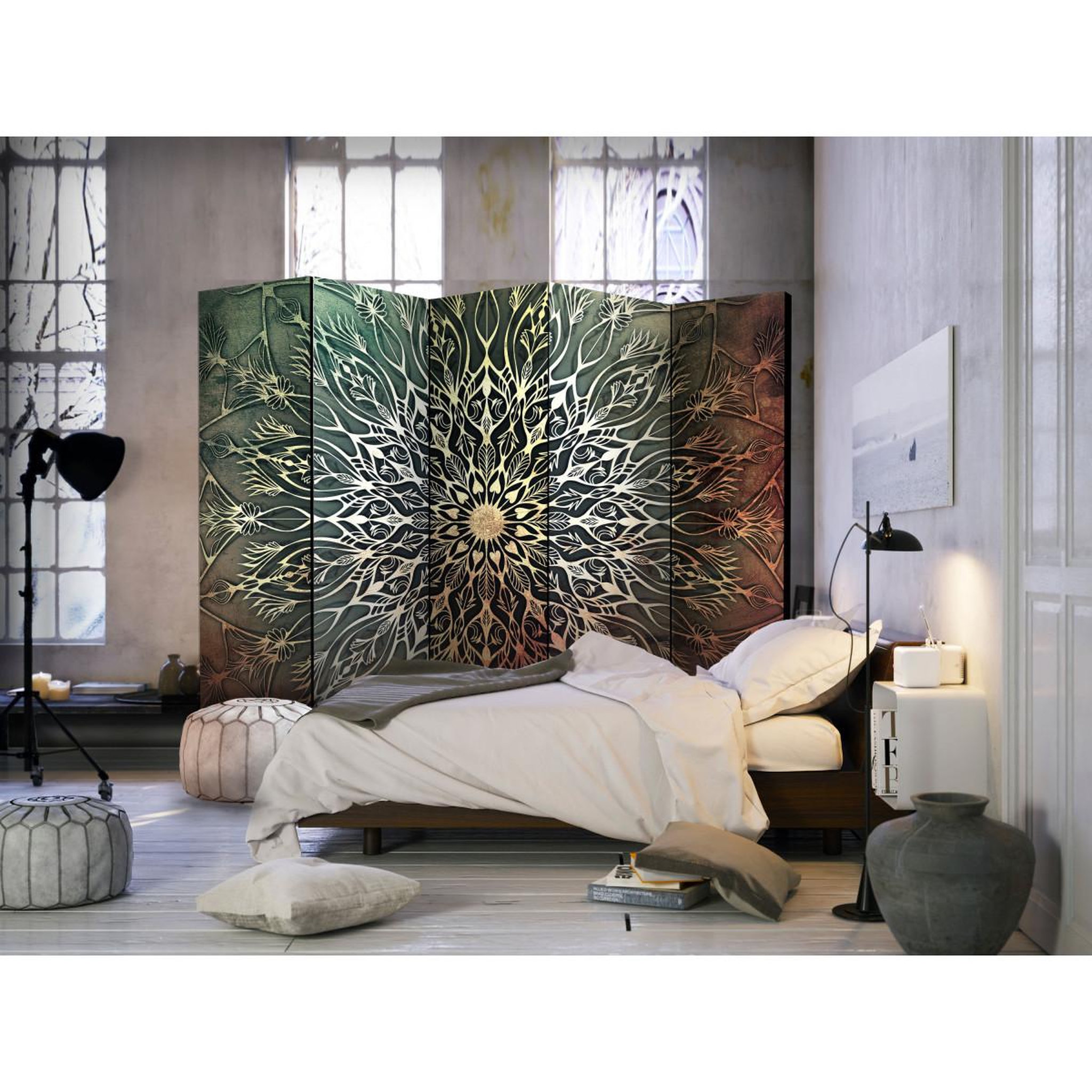 Voir la diapositive 2 : Paris Prix Paravent 5 volets  center green  172x225cm