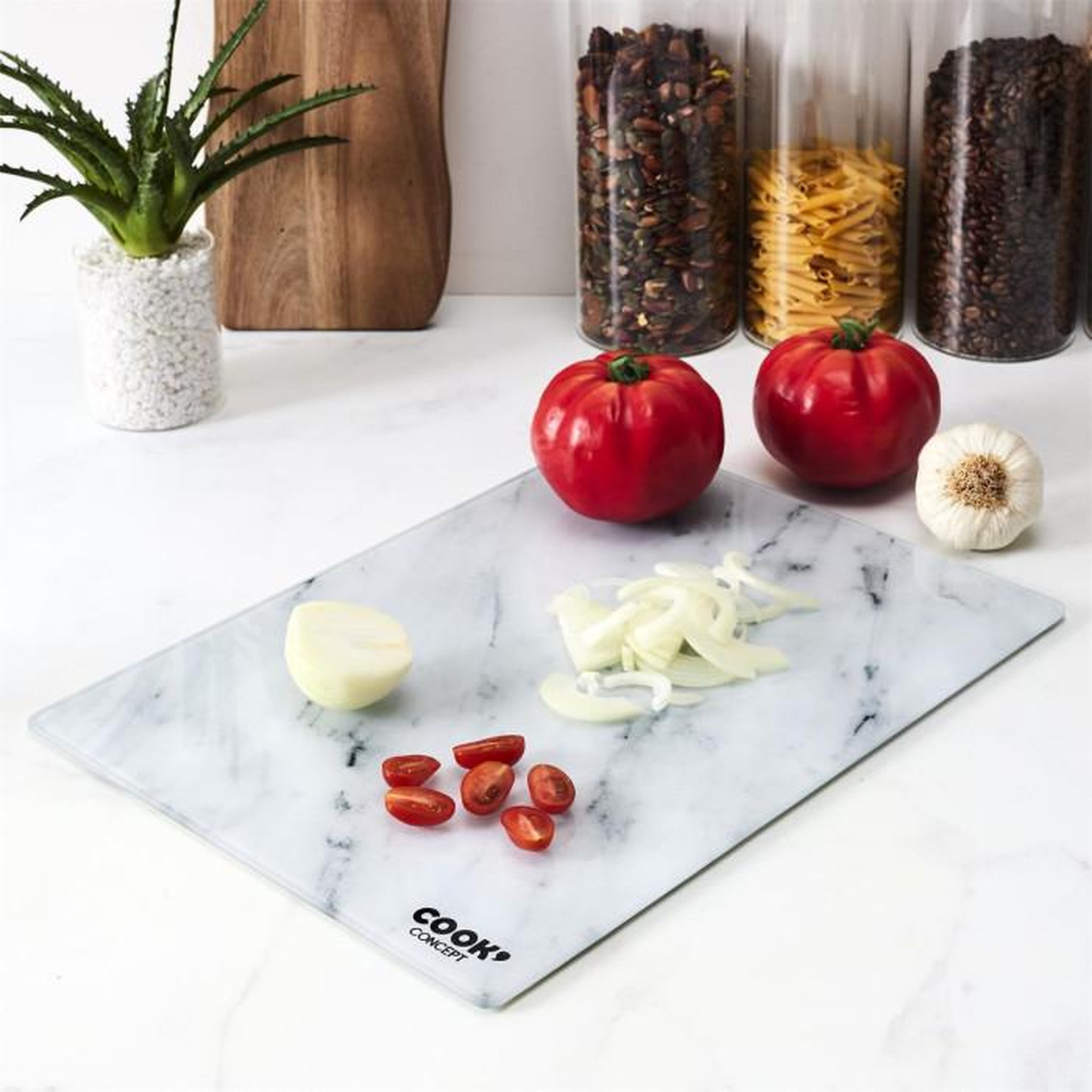 Voir la diapositive 4 : Paris Prix Planche à Découper en Verre  Marble  40cm Blanc
