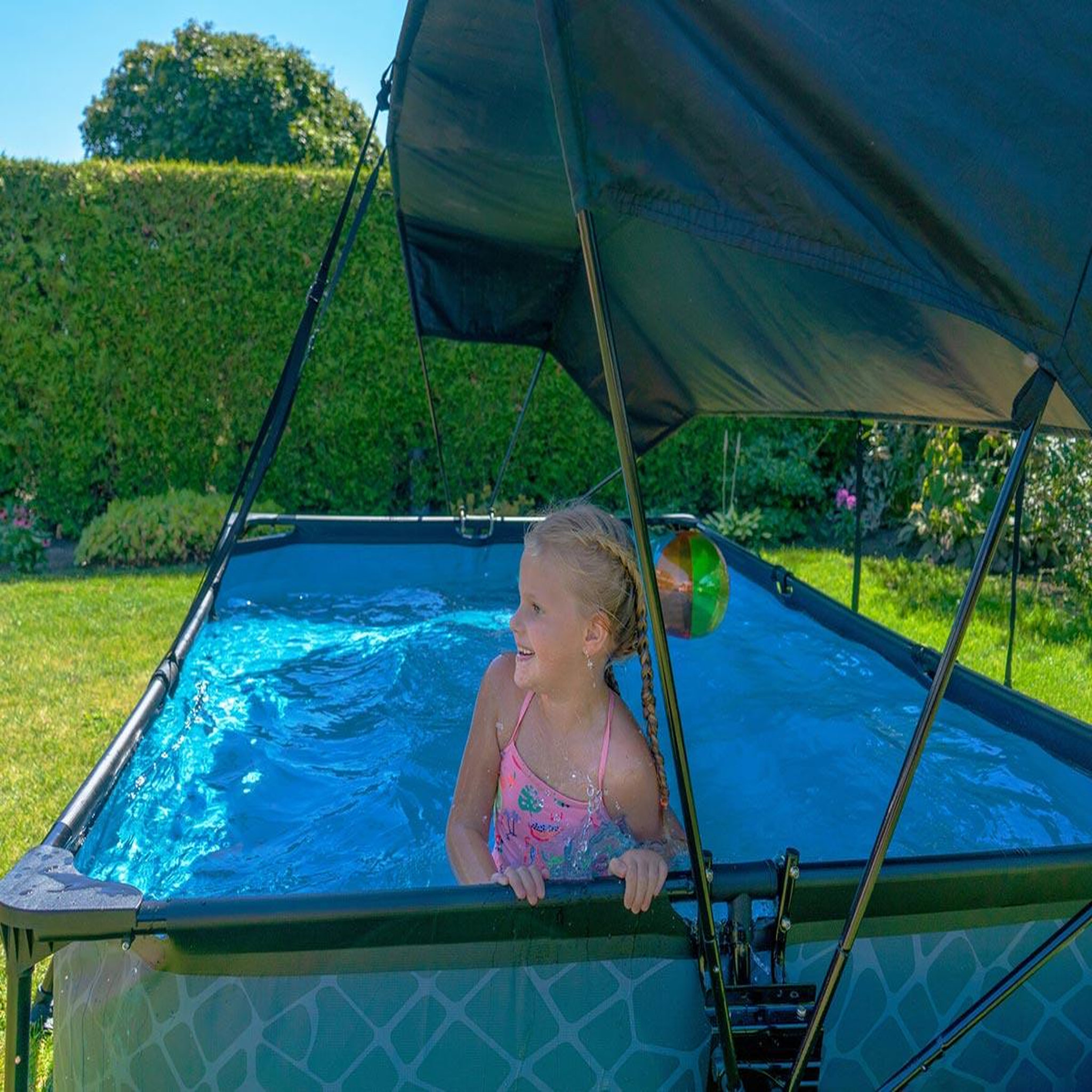 Voir la diapositive 3 : EXIT TOYS Voile d'ombrage pour piscine tubulaire rectangulaire 2,20 x 1,50 m - Exit Toys