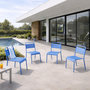 Voir la diapositive 4 : CONCEPT USINE Ensemble de 4 chaises de jardin empilables bleues BERGAME