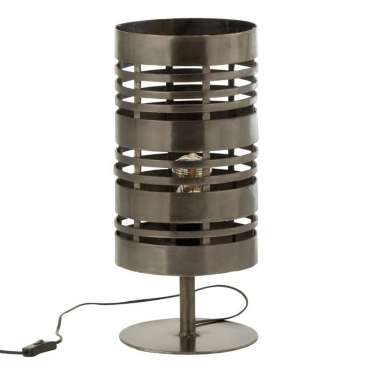 Paris Prix Lampe à Poser Cercle Métal  Pamela  51cm Gris