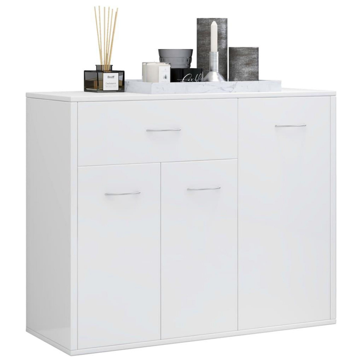 VIDAXL Buffet Blanc brillant 88x30x70 cm Bois d'ingenierie