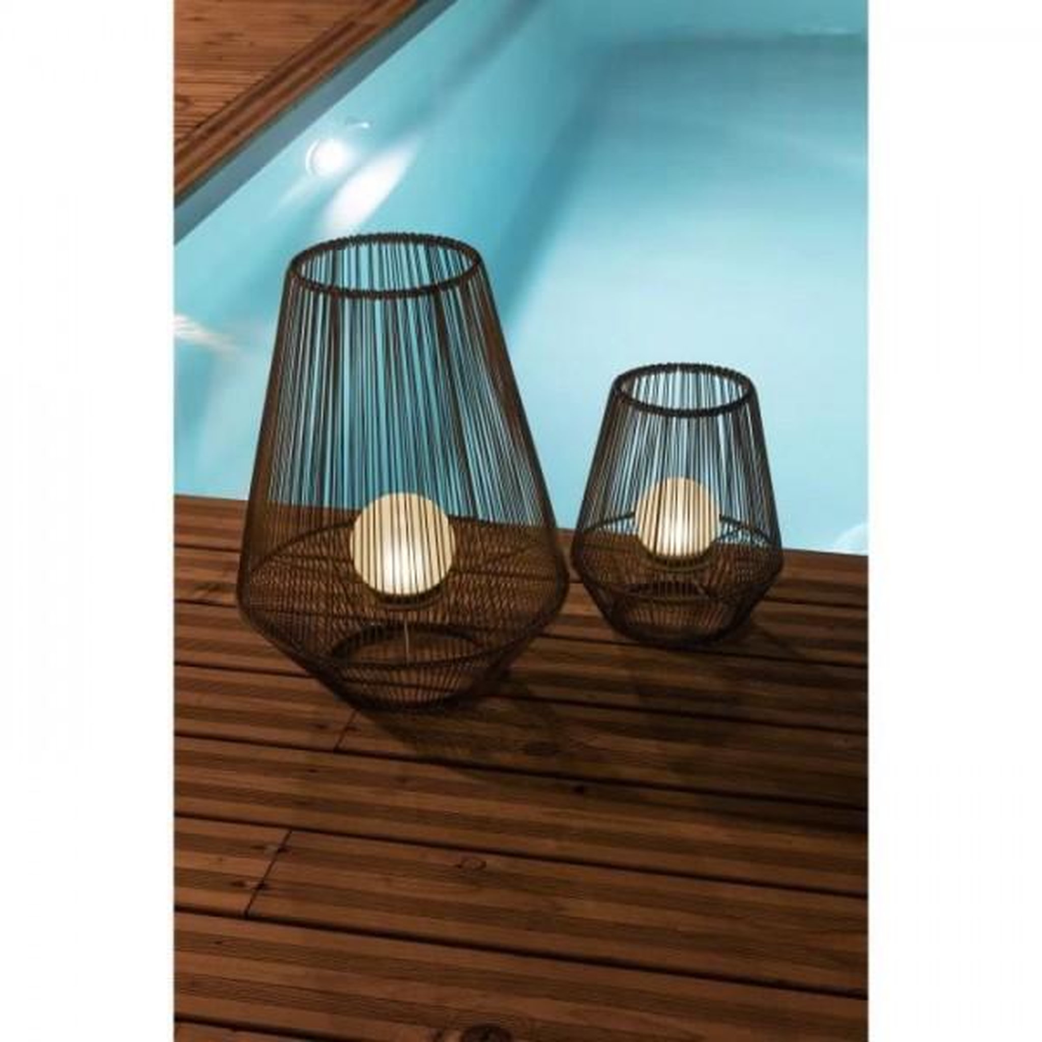 Galix Lanterne solaire décorative boule perlée - GALIX - H30 - 10 Lumens - 8 heures d'éclairage