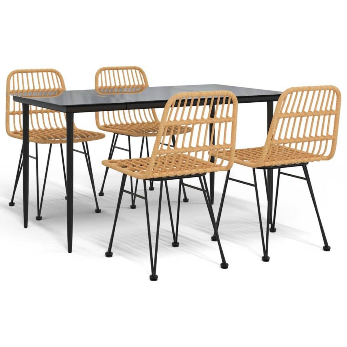 VIDAXL Ensemble a manger de jardin 5pcs Resine tressee