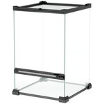 PAWHUT Terrarium vivarium en verre 12L couvercle maille métallique porte noir