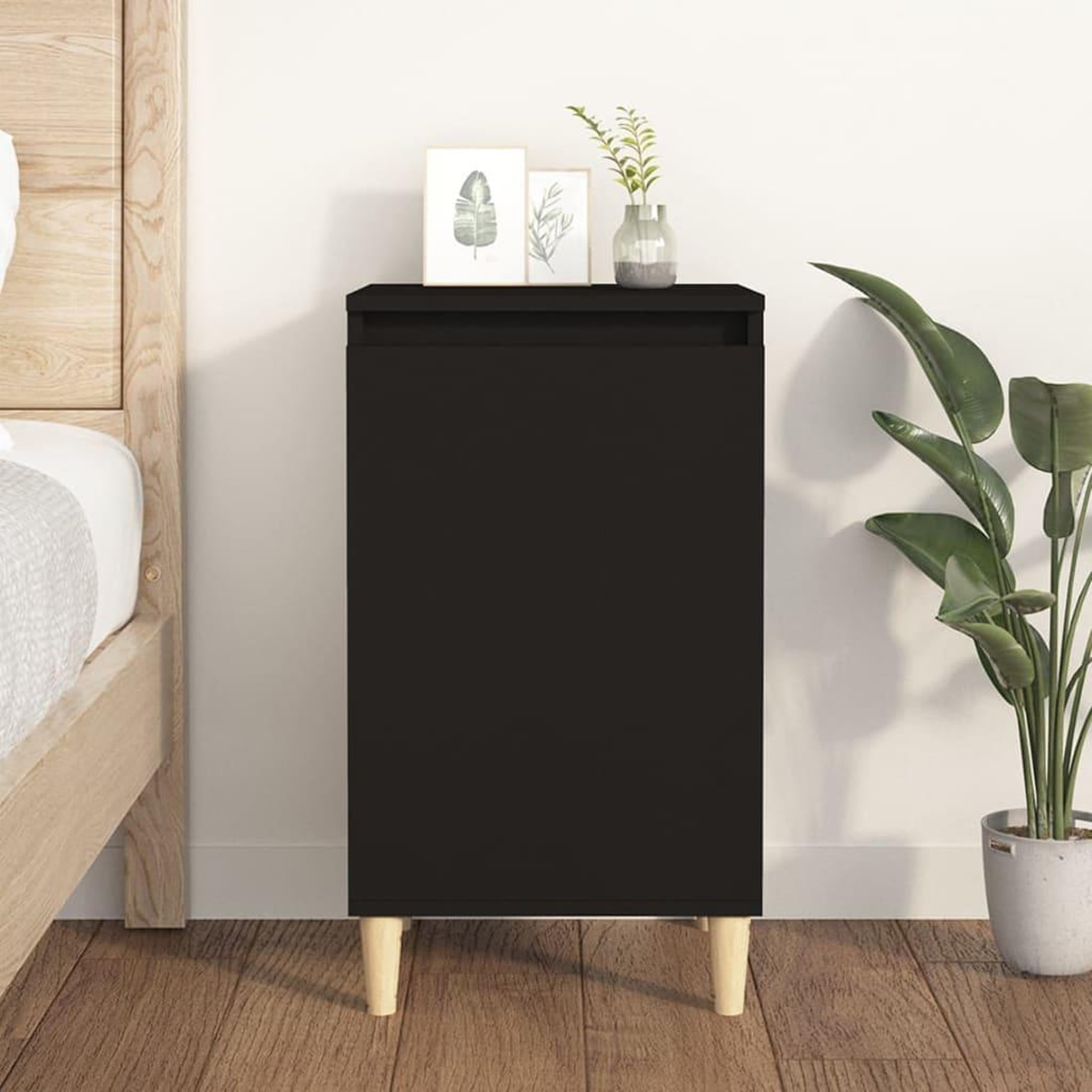 Voir la diapositive 1 : VIDAXL Table de chevet noir 40x35x70 cm bois d'ingenierie