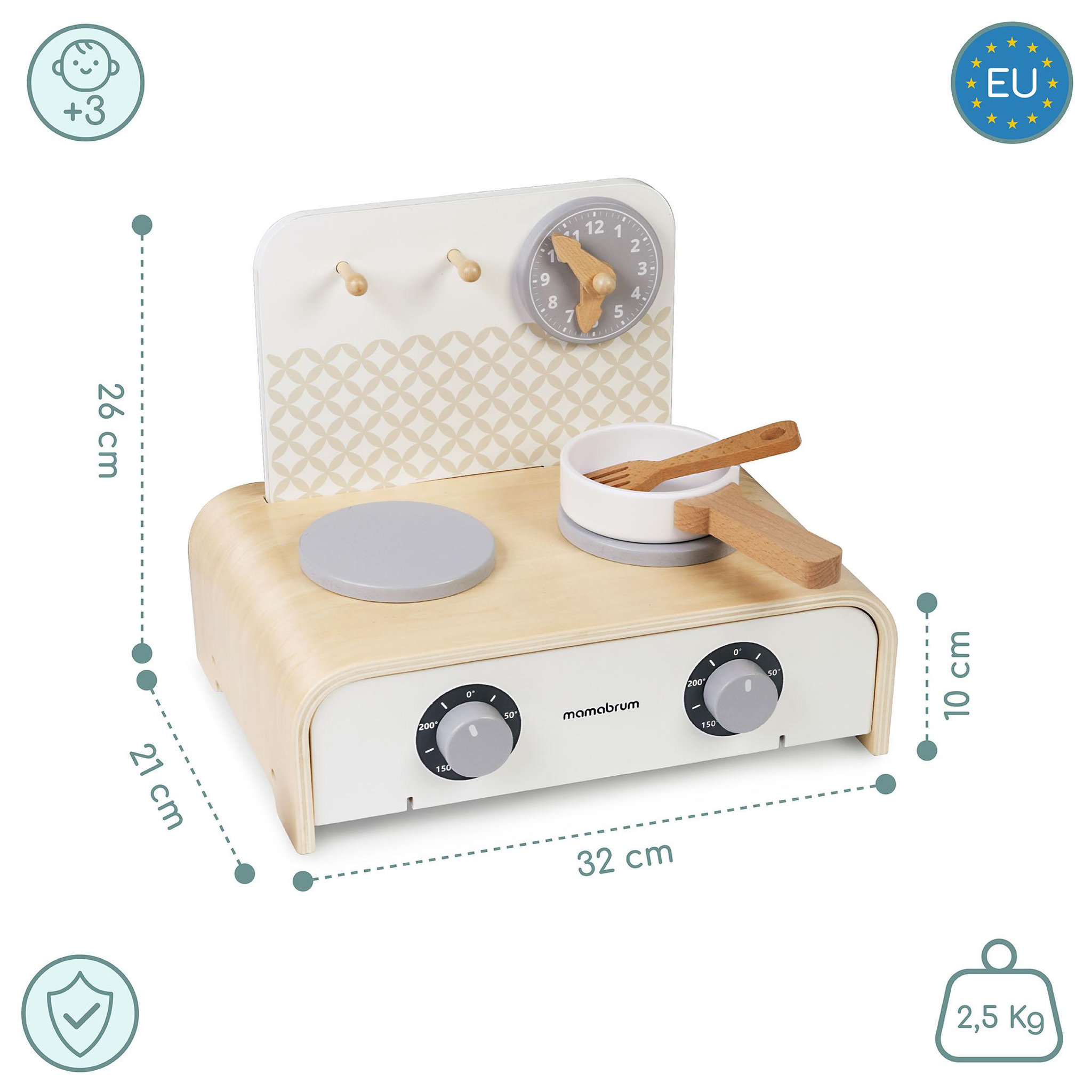 Voir la diapositive 3 : MAMABRUM Cuisine Enfant Bois Pliante Mamabrum Dinette Portable 32x21 cm Accessoires 3 Ans