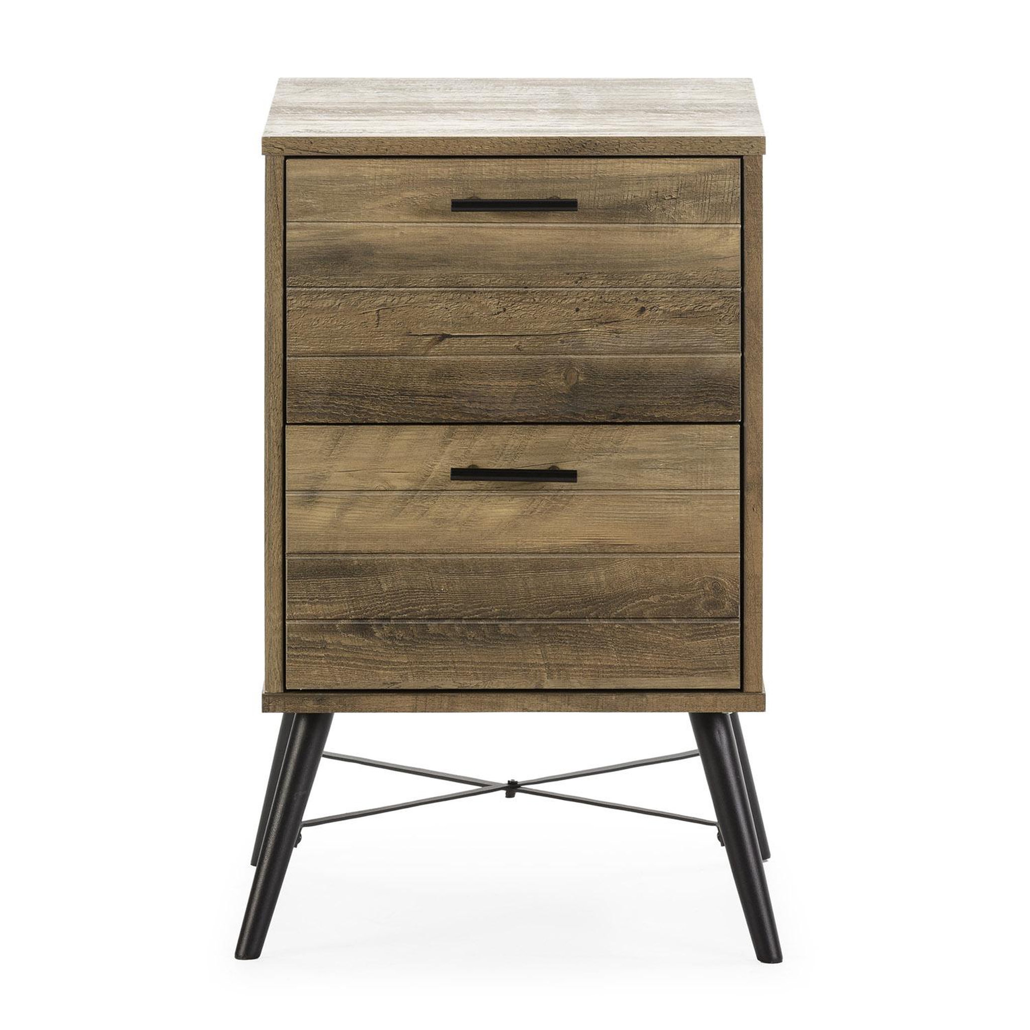 Voir la diapositive 3 : VS VENTA-STOCK Table de Chevet Clavel 2 Tiroirs Couleur Rustique