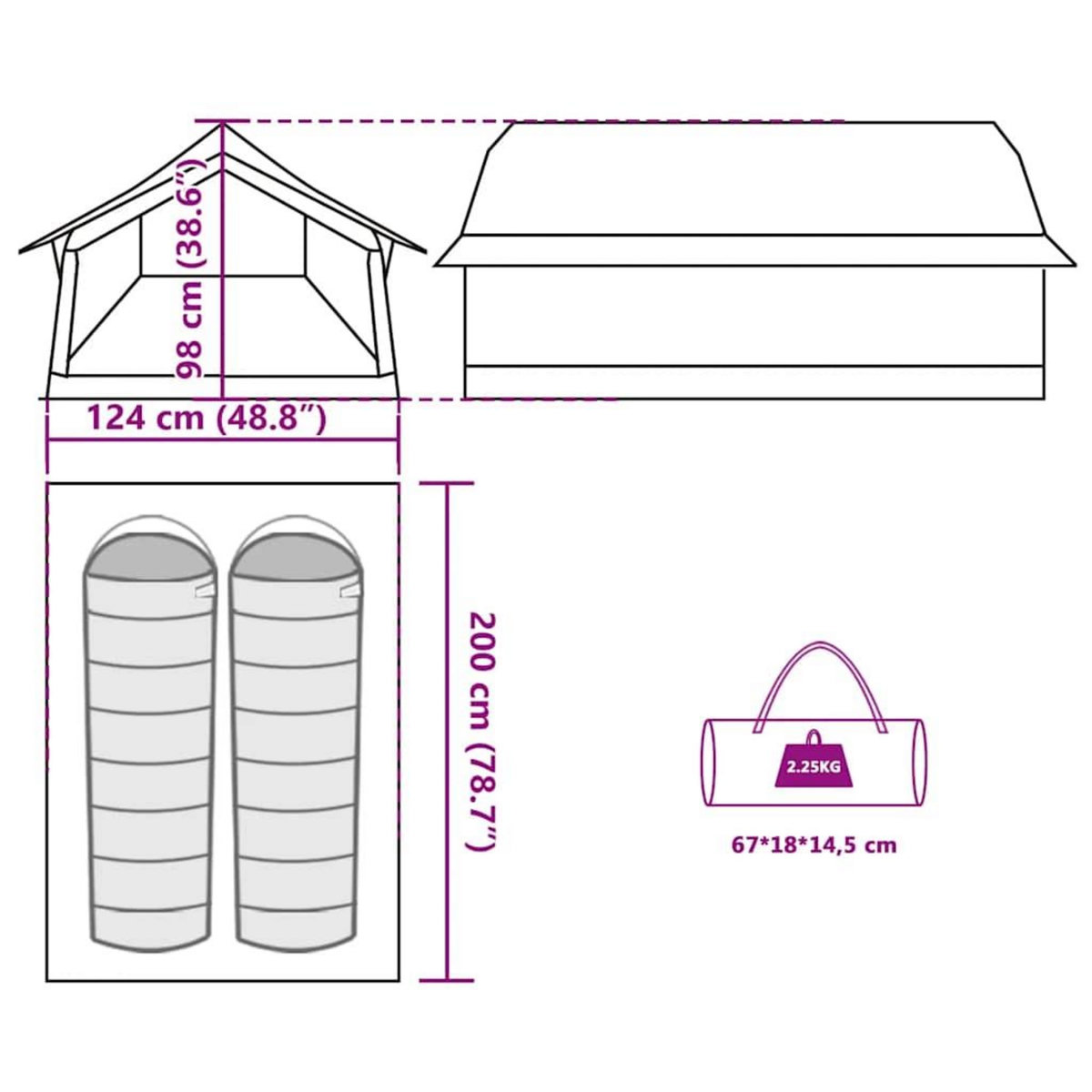 VIDAXL Tente de camping 2 personnes marron impermeable