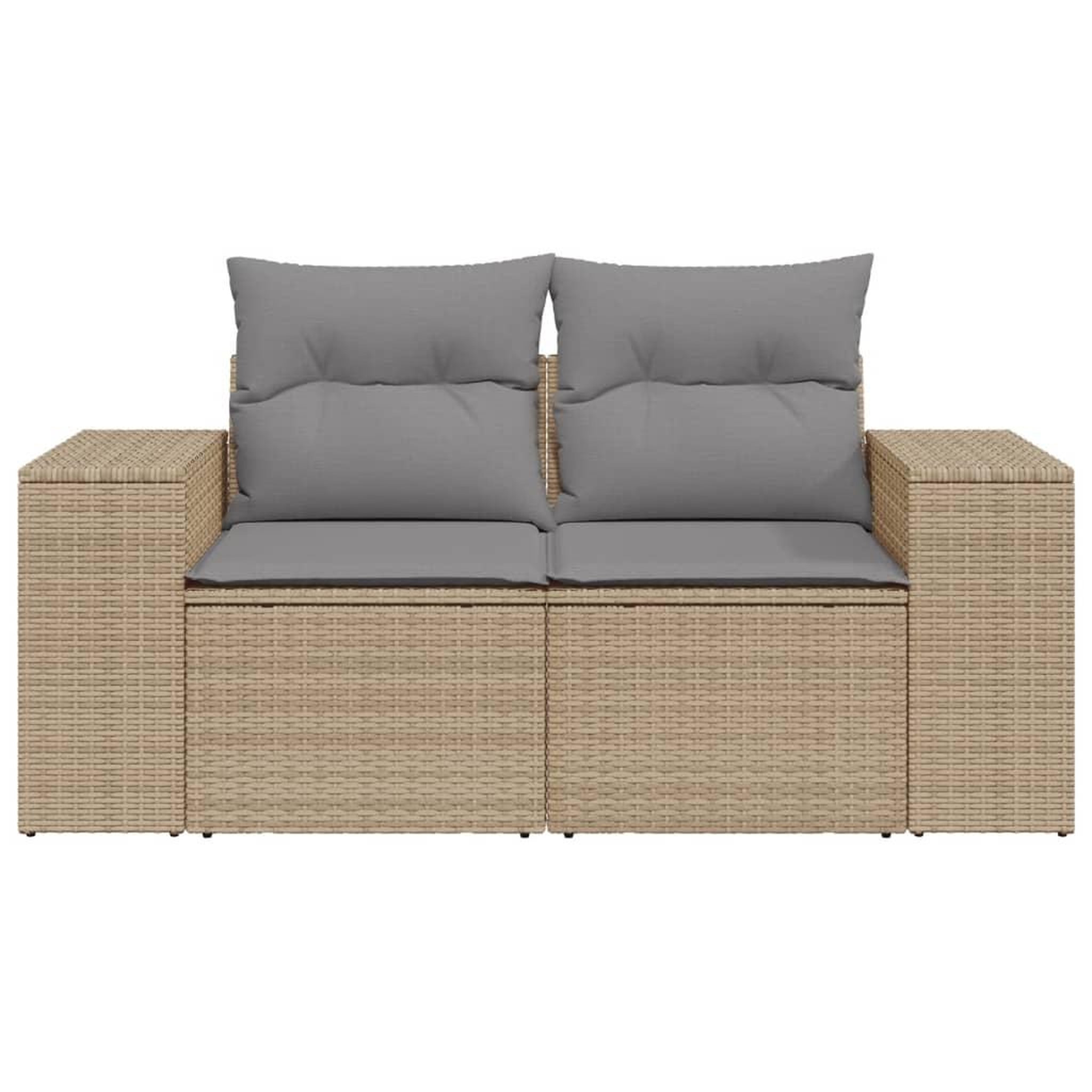 Voir la diapositive 4 : VIDAXL Canape de jardin avec coussins 2 places beige resine tressee