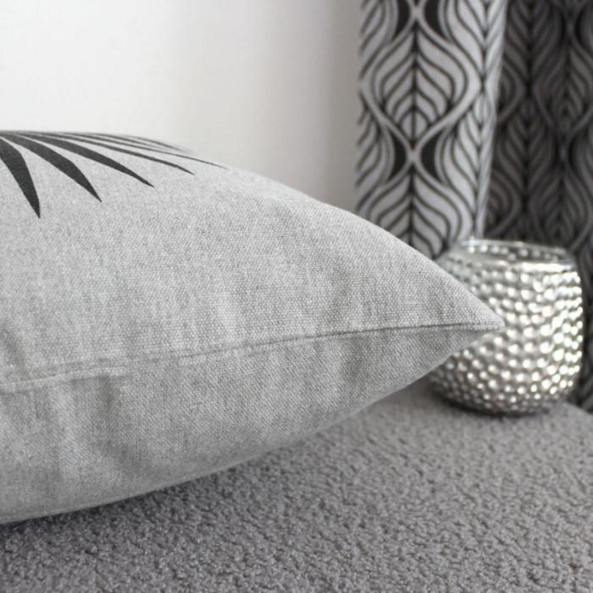 Paris Prix Coussin Déco Imprimé  Baya  40x40cm Gris Clair