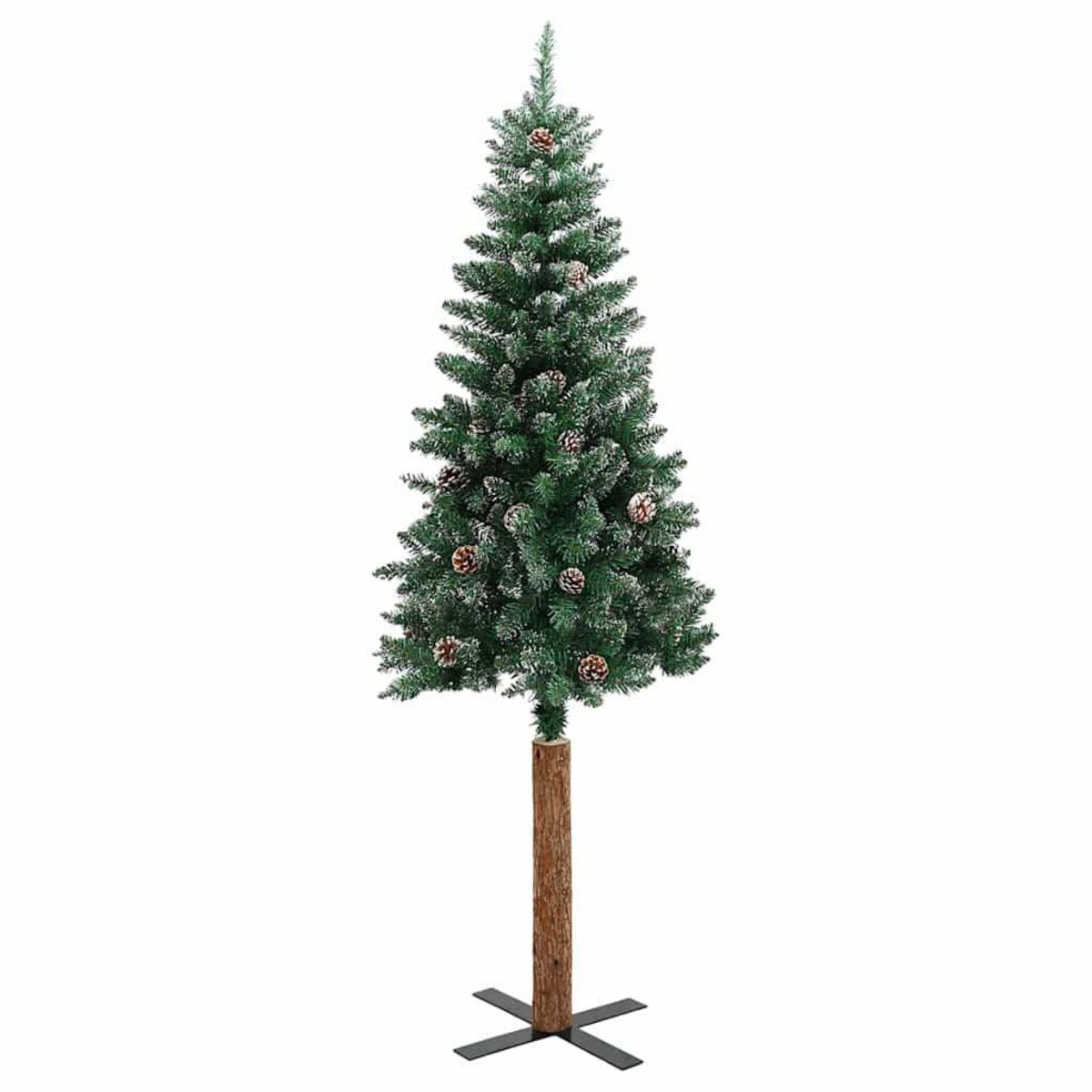 VIDAXL Sapin de Noël mince bois veritable et neige blanche vert 210 cm