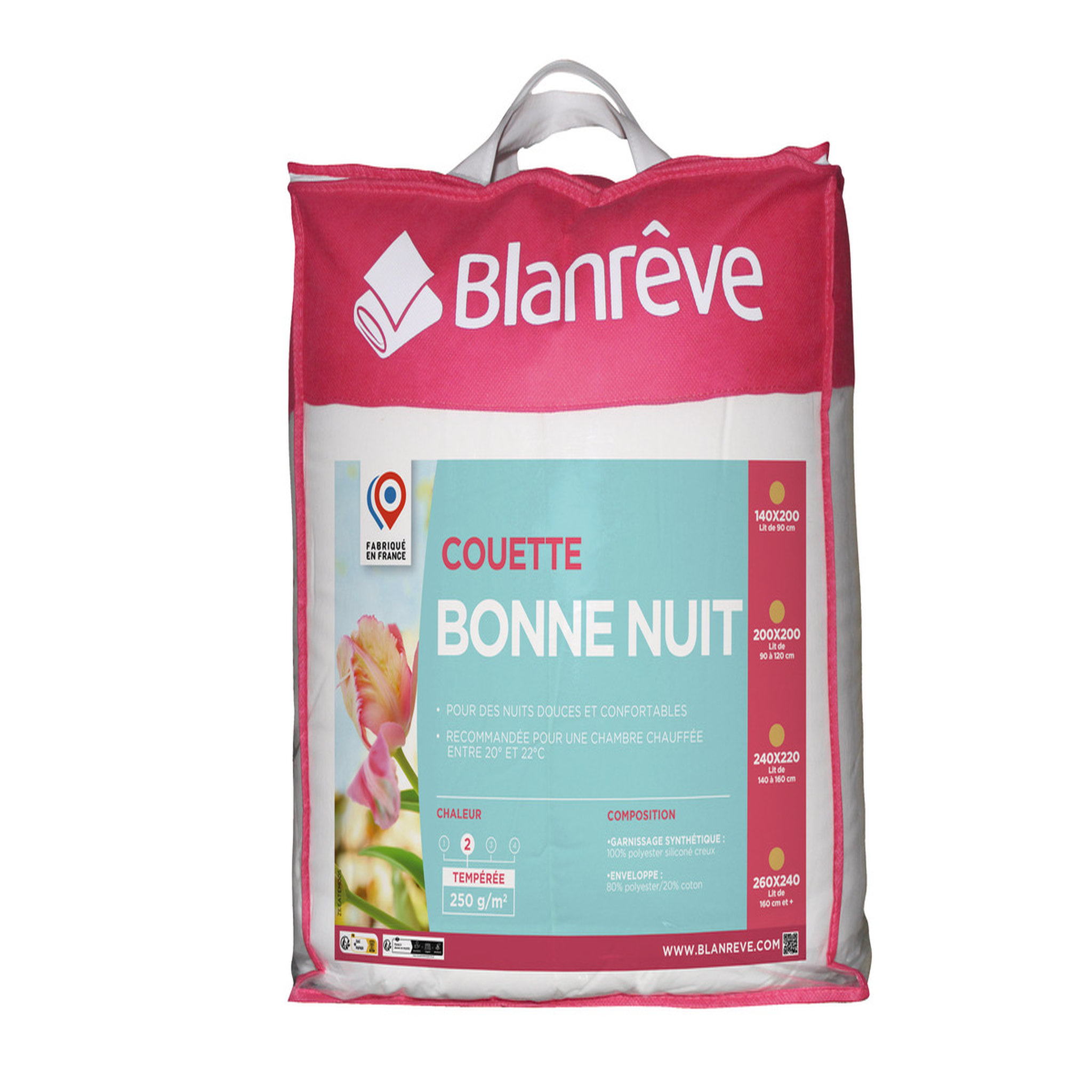BLANREVE Couette Tempérée en polycoton 250g/m²  BONNE NUIT 