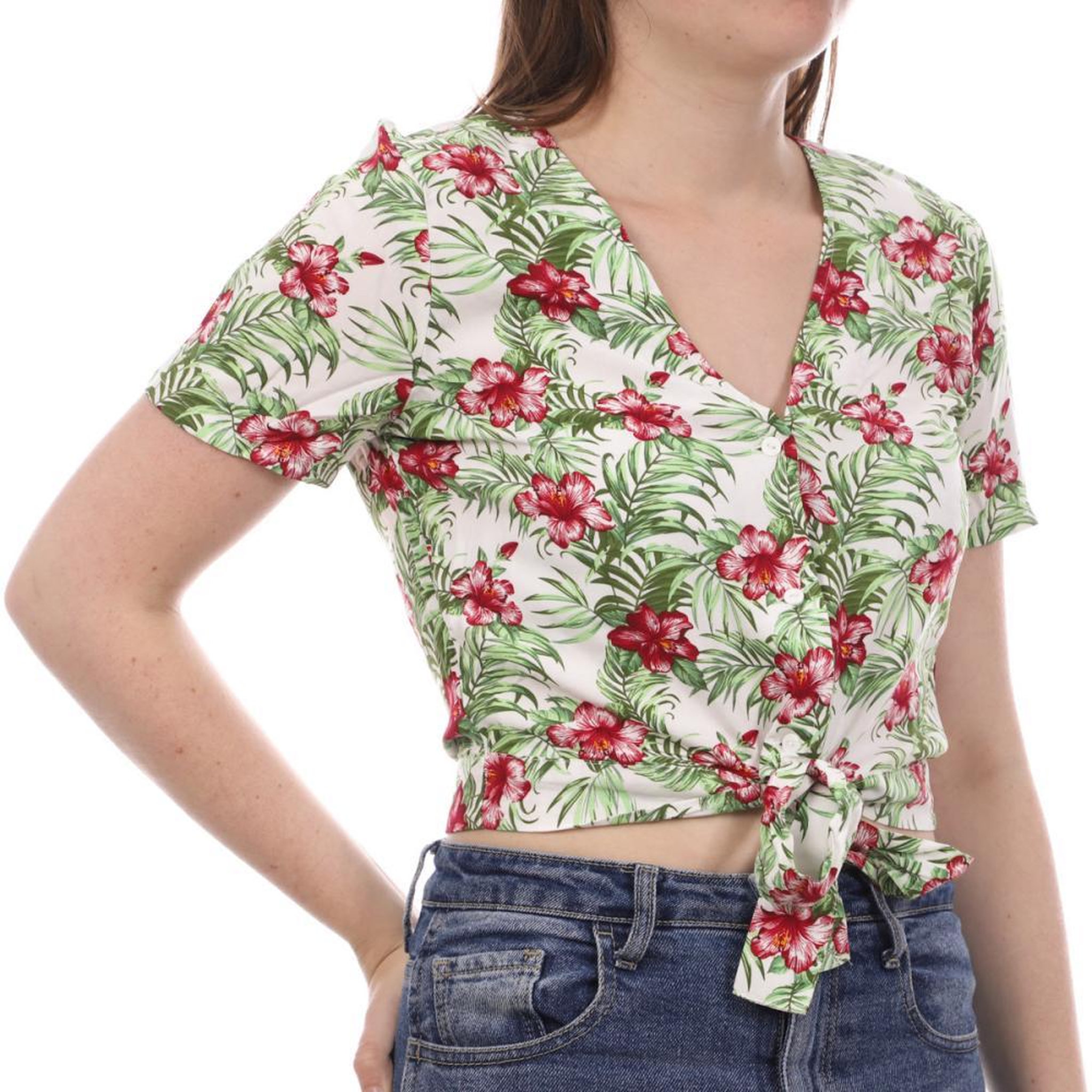 Voir la diapositive 2 : Vero Moda Blouse he/Rouge à fleurs Femme Vero Moda Easy
