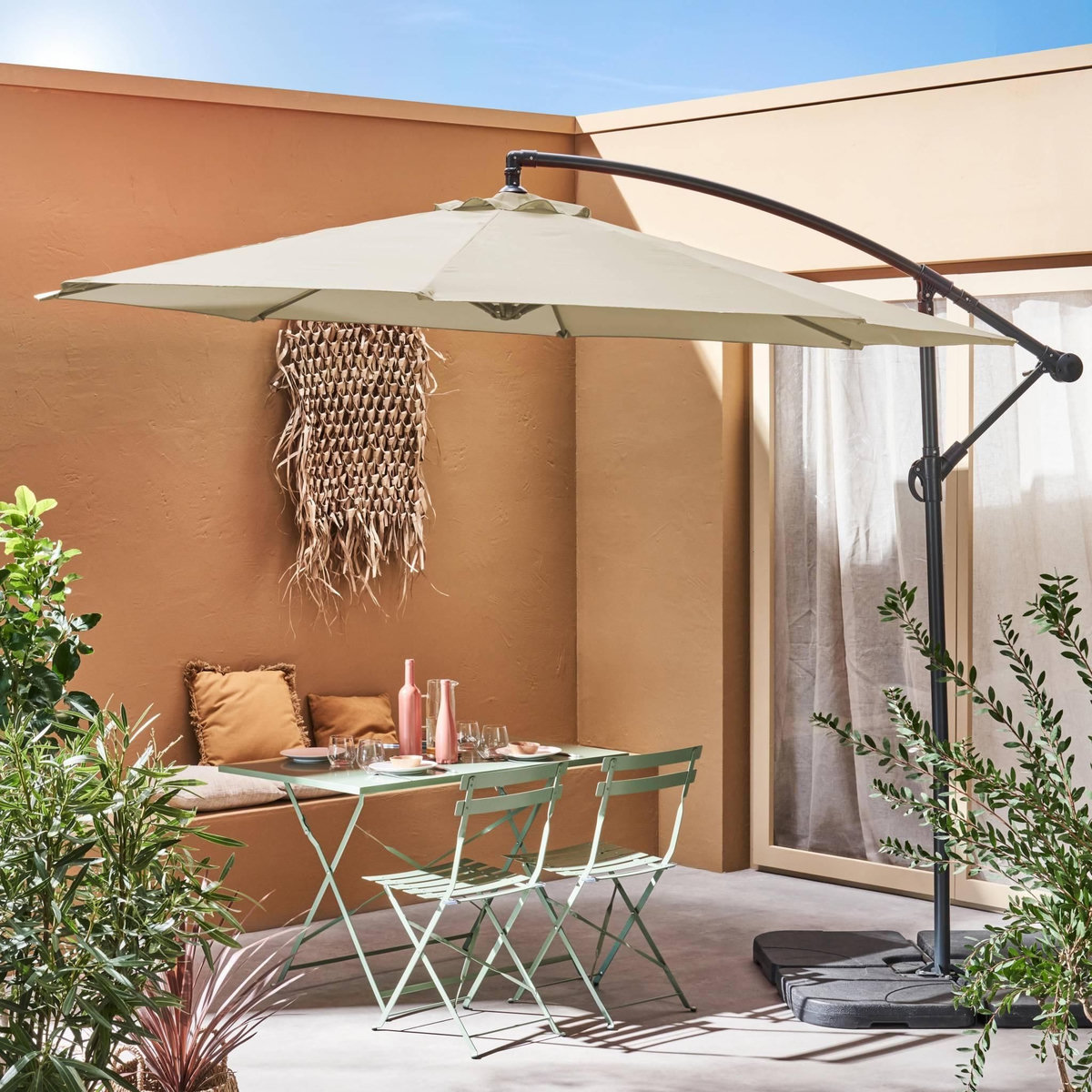 SWEEEK Parasol déporté rond Hardelot diamètre 300cm excentré  8 baleines