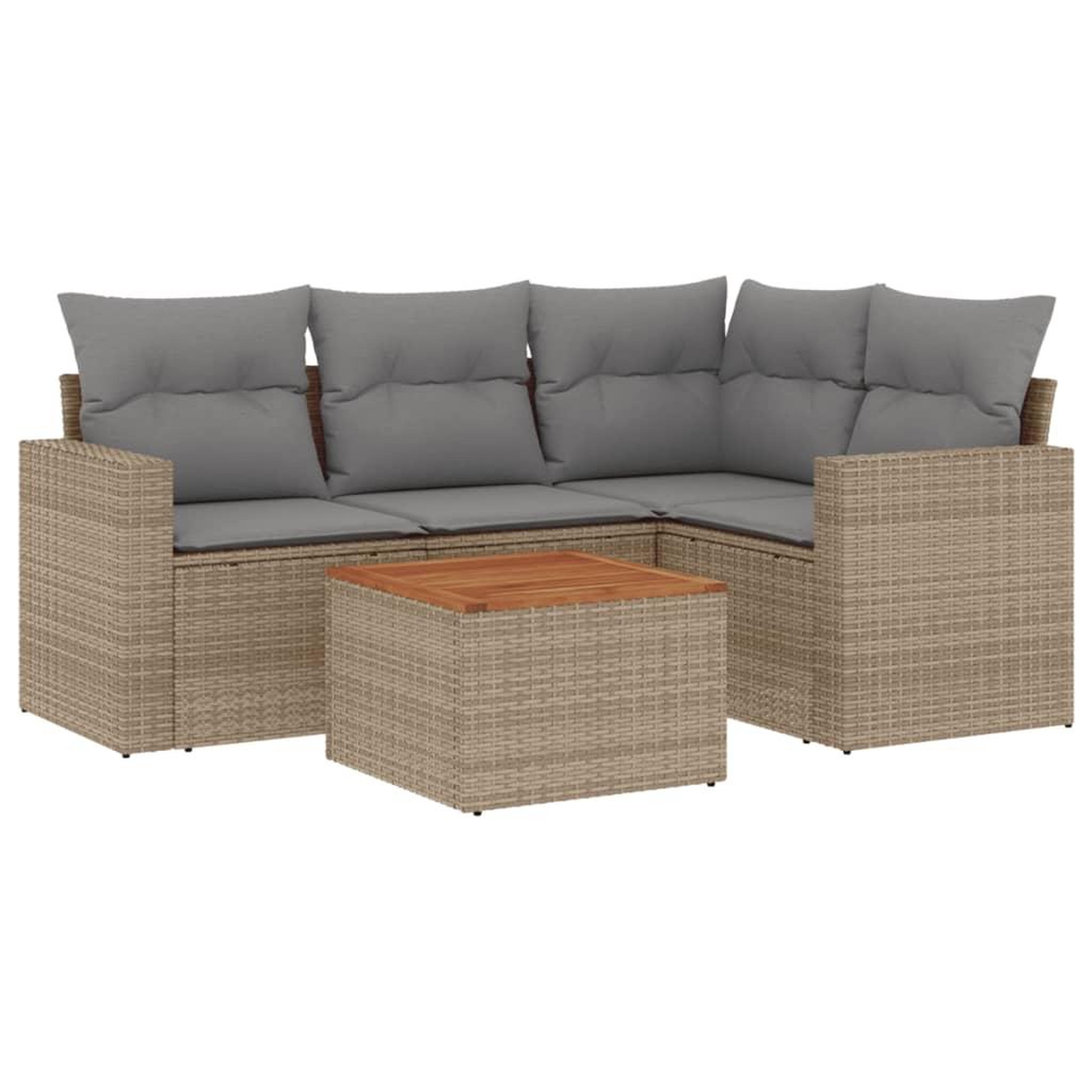 Voir la diapositive 2 : VIDAXL Salon de jardin avec coussins 5pcs melange beige resine tressee