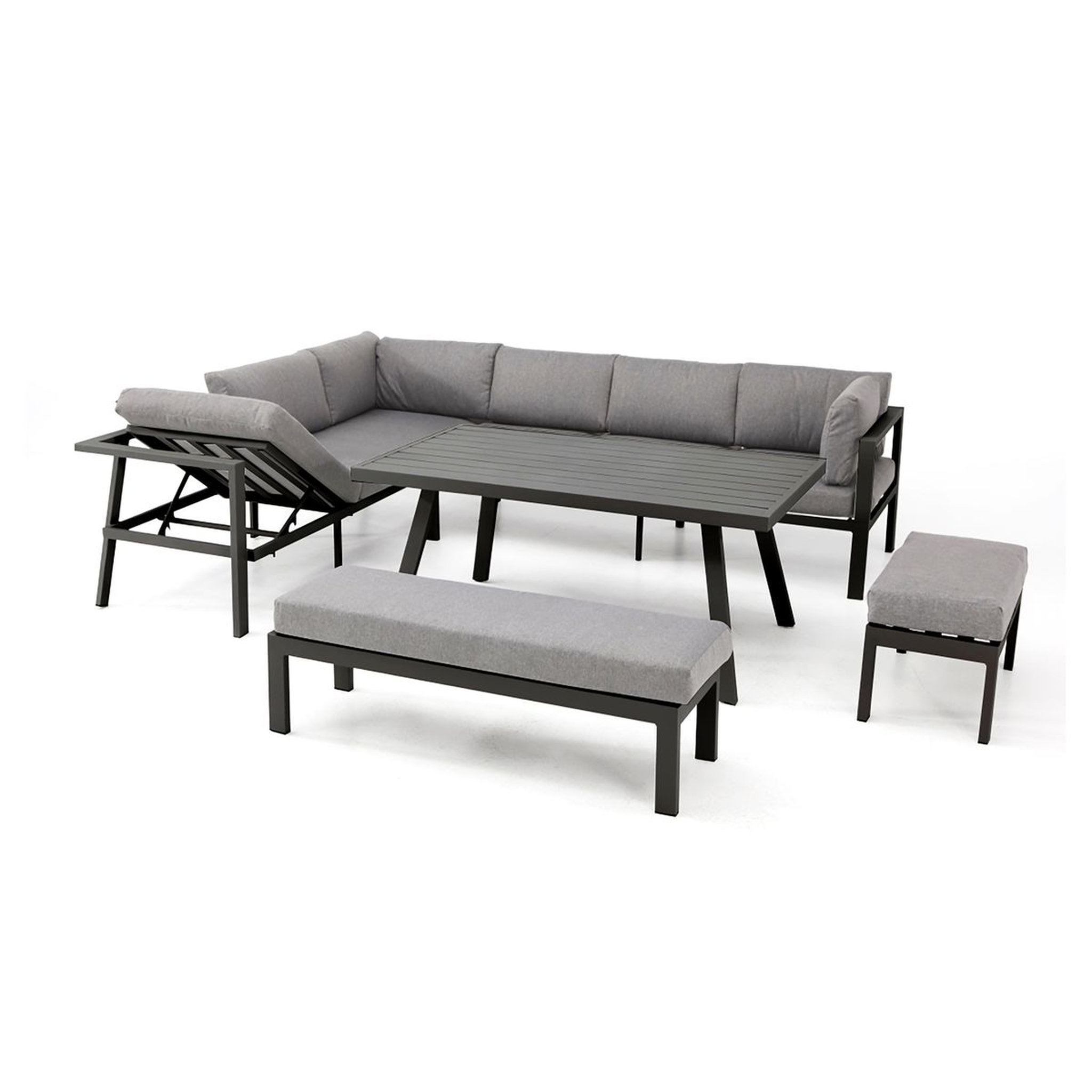 Voir la diapositive 2 : DCB GARDEN Salon de jardin 9 personnes en aluminium anthracite ANTALYA