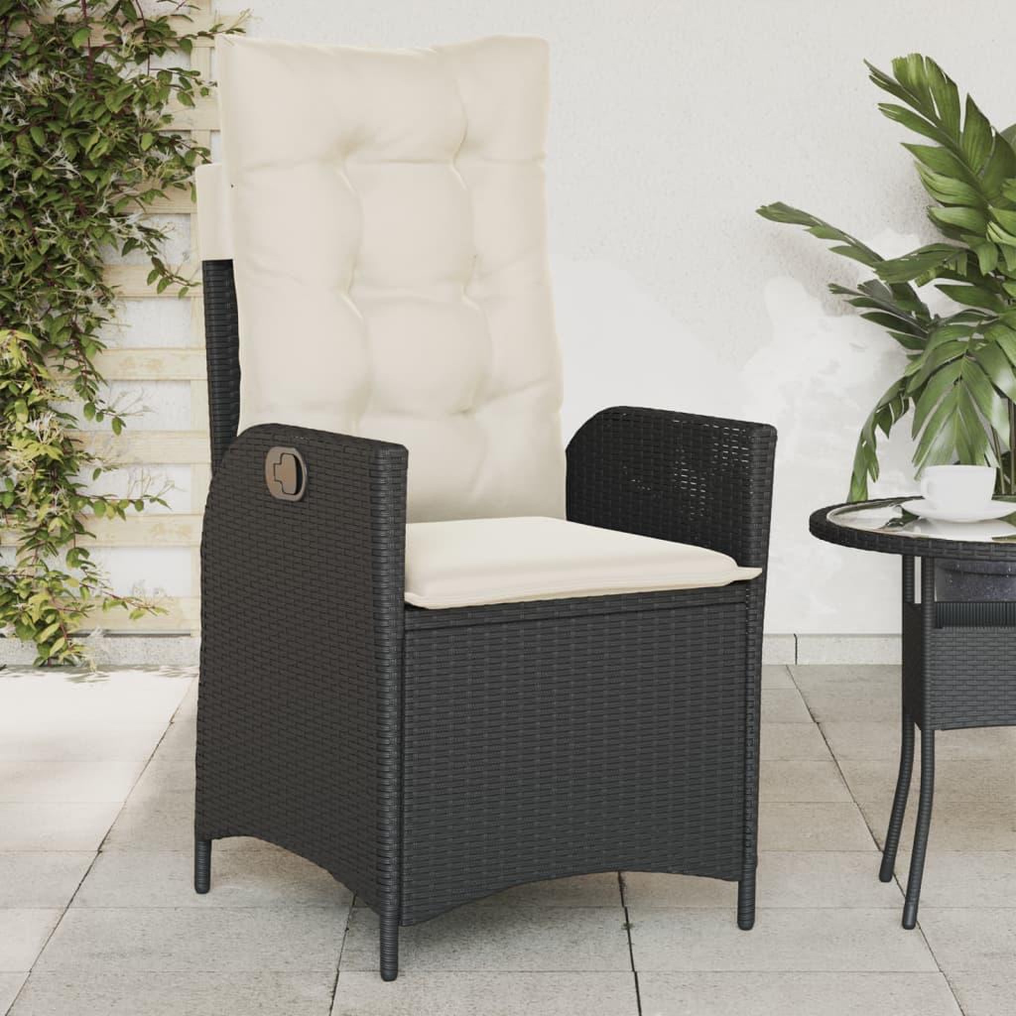 Voir la diapositive 3 : VIDAXL Chaises inclinables de jardin lot de 2 et coussins noir rotin