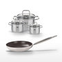 Voir la diapositive 2 : ELO Batterie de cuisine avec 1 poêle 24 cm en aluminium et 3 faitouts 12/14/20 cm en inox sans PFAS Elo Collection Bistro Line Citrin