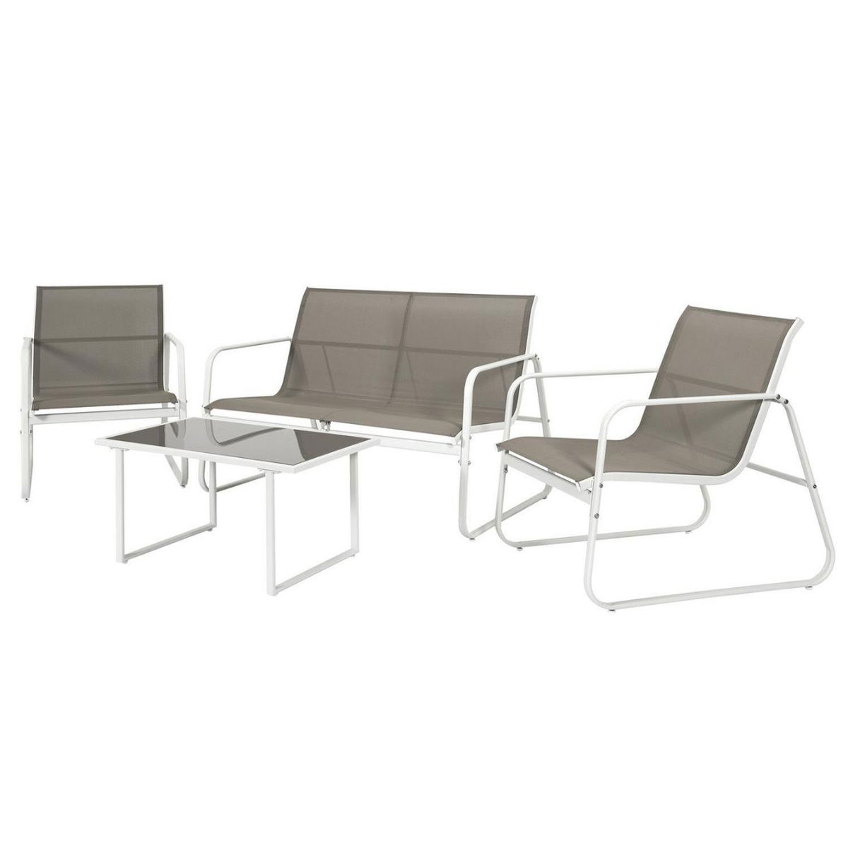 The Home Deco Factory Salon de jardin en texaline et métal 4 places SAMOA - Mocha