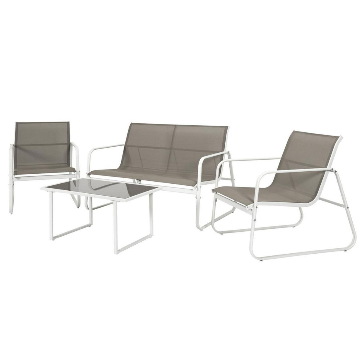 The Home Deco Factory Salon de jardin en texaline et métal 4 places SAMOA - Mocha