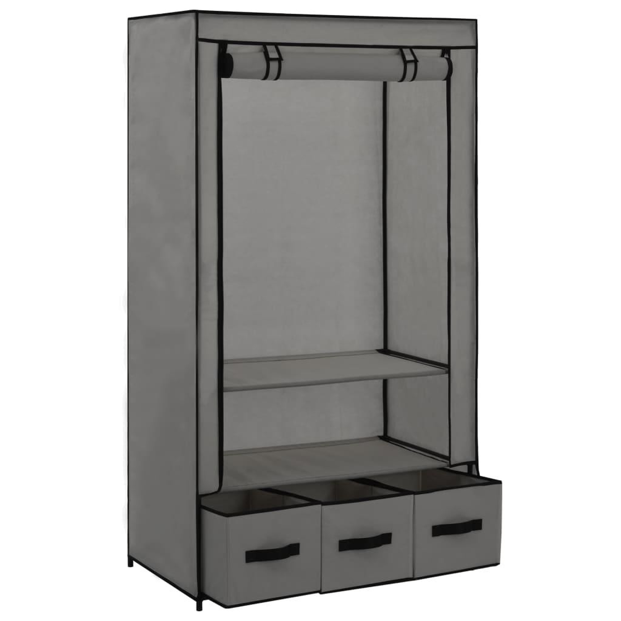 Voir la diapositive 3 : VIDAXL Garde-robe Gris 87 x 49 x 159 cm Tissu