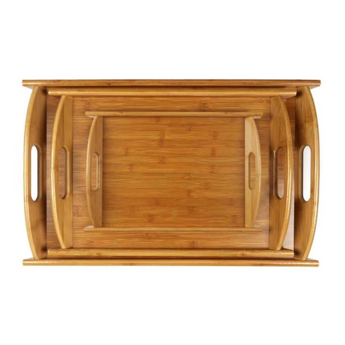 Paris Prix Lot de 3 Plateaux de Service  Bambou  52cm Beige