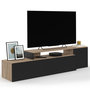 Voir la diapositive 3 : ID MARKET Meuble TV 180-240 cm modulable d'angle BASILE rotatif bois et noir