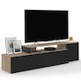 Voir la diapositive 3 : ID MARKET Meuble TV 140-180 cm modulable d'angle BASILE rotatif bois et noir