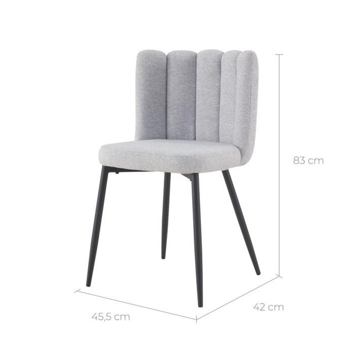 Rendez vous déco Lot de 2 chaises en tissu gris et pieds en métal noir - Rosy