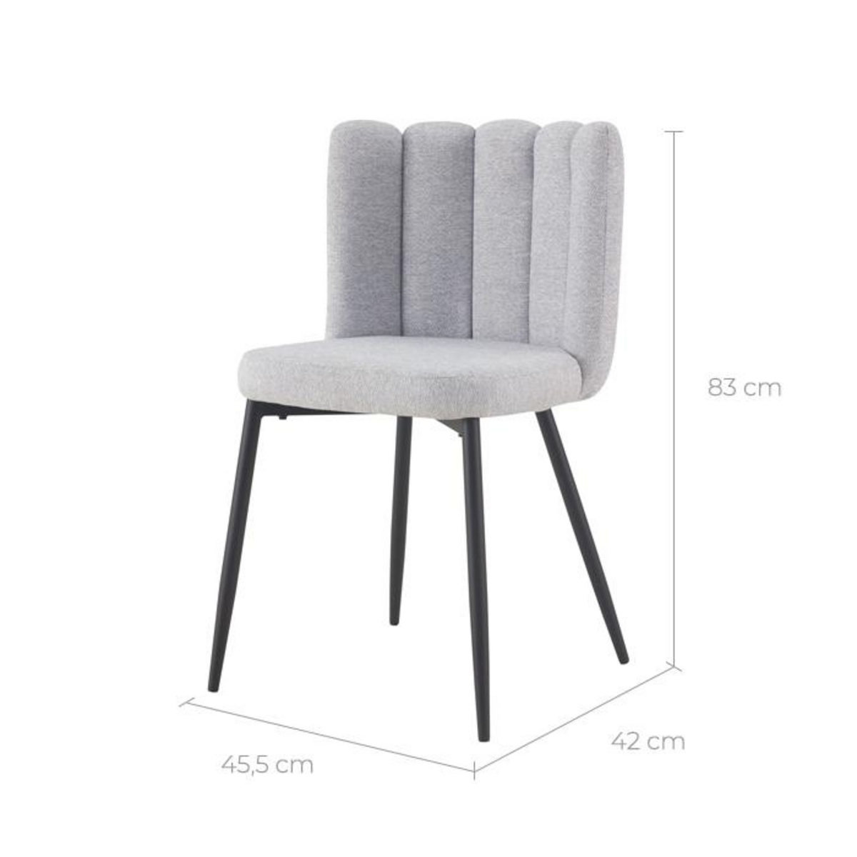 Rendez vous déco Lot de 2 chaises en tissu gris et pieds en métal noir - Rosy