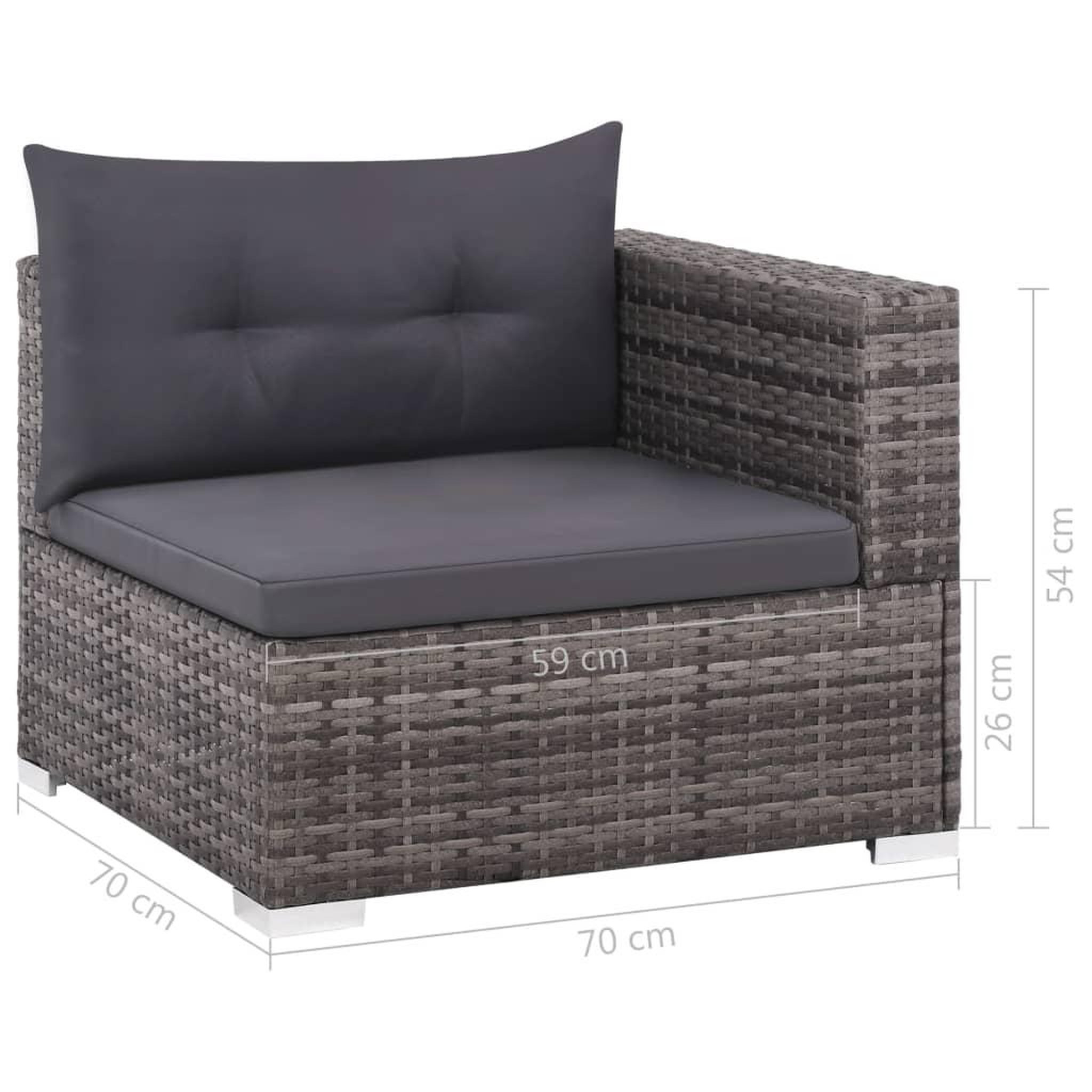 Voir la diapositive 6 : VIDAXL Salon de jardin 3 pcs avec coussins Resine tressee Gris