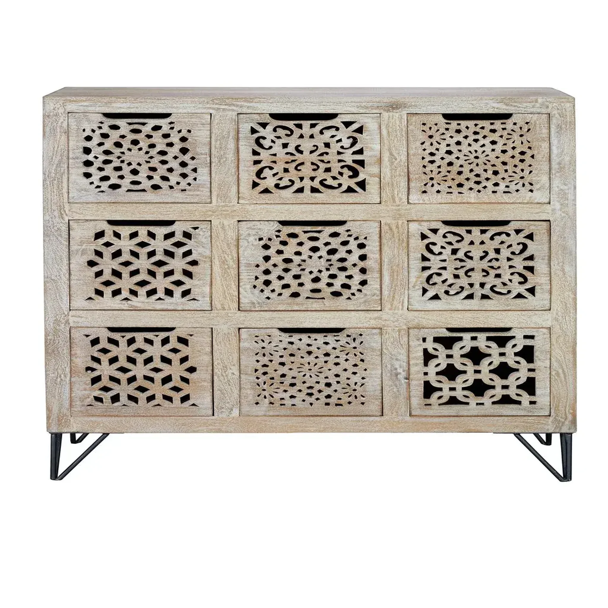 GINER Y COLOMER SL Commode en bois de manguier 112 cm style ethnique boho sculpté