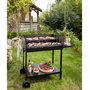 Voir la diapositive 1 : GARDENSTAR Barbecue charbon de bois rectangulaire en acier 100x60cm TROLLEY