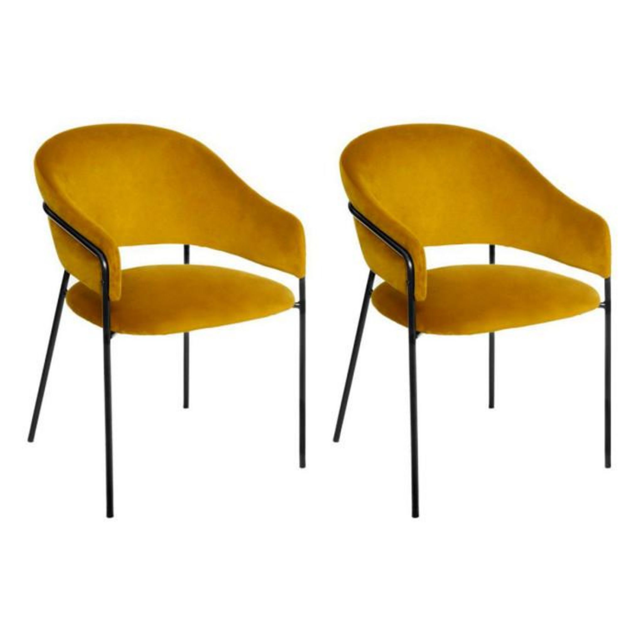 ATMOSPHERA Lot de 2 Fauteuils en Velours  Siron  82cm Moutarde