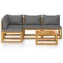 Voir la diapositive 3 : VIDAXL Salon de jardin 5 pcs avec coussin Bois d'acacia solide