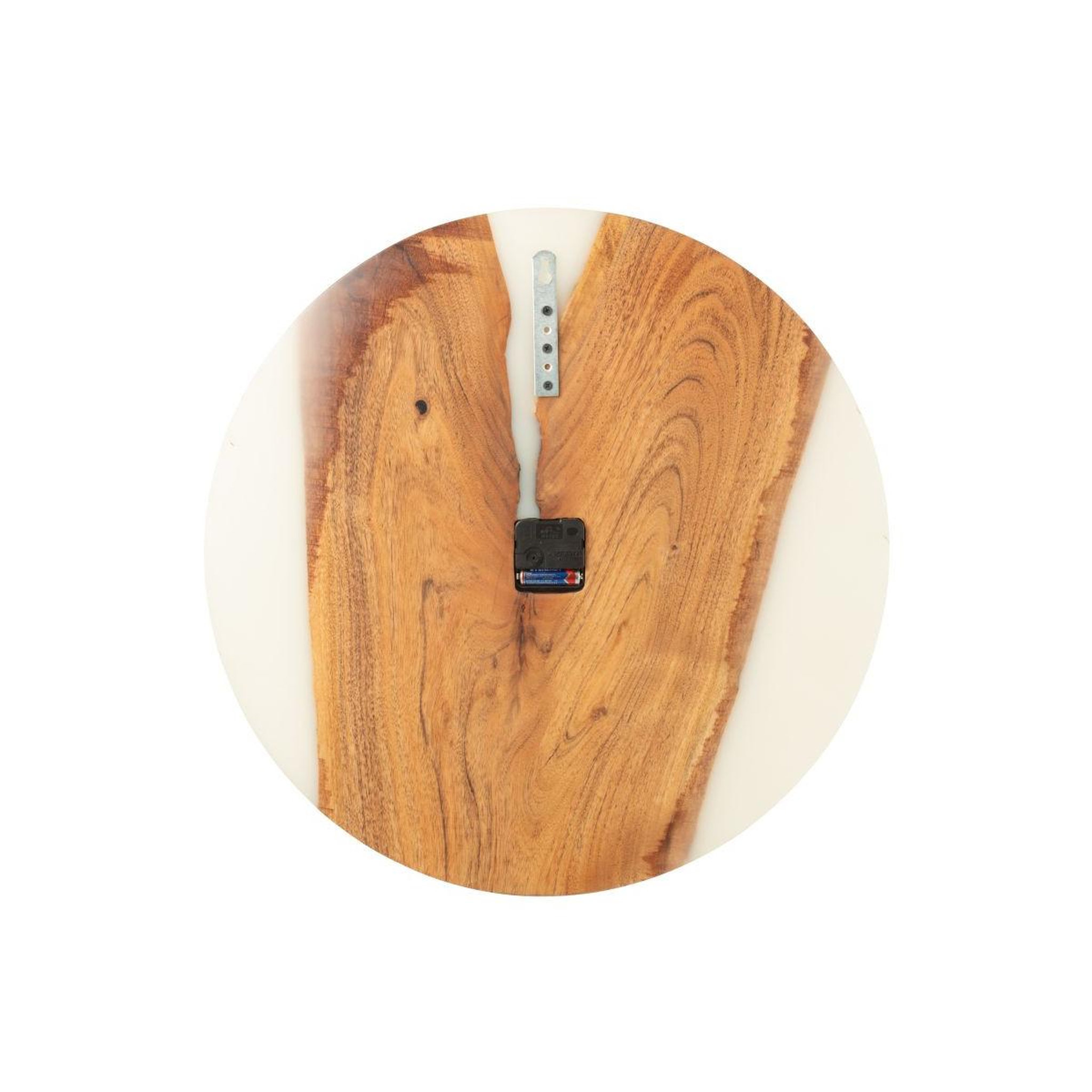 Voir la diapositive 2 : J-LINE Horloge murale en bois  douglas  55cm naturel & blanc