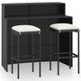 Voir la diapositive 2 : VIDAXL Ensemble de bar de jardin avec coussins 3 pcs Noir