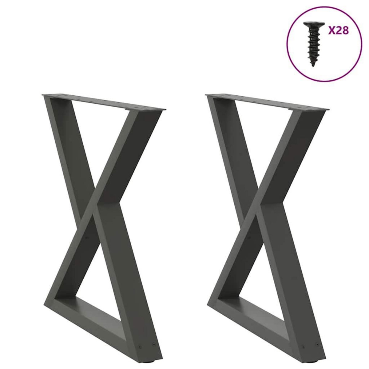 VIDAXL Pieds de table a manger 2 pcs anthracite 80x(72-73,3) cm acier