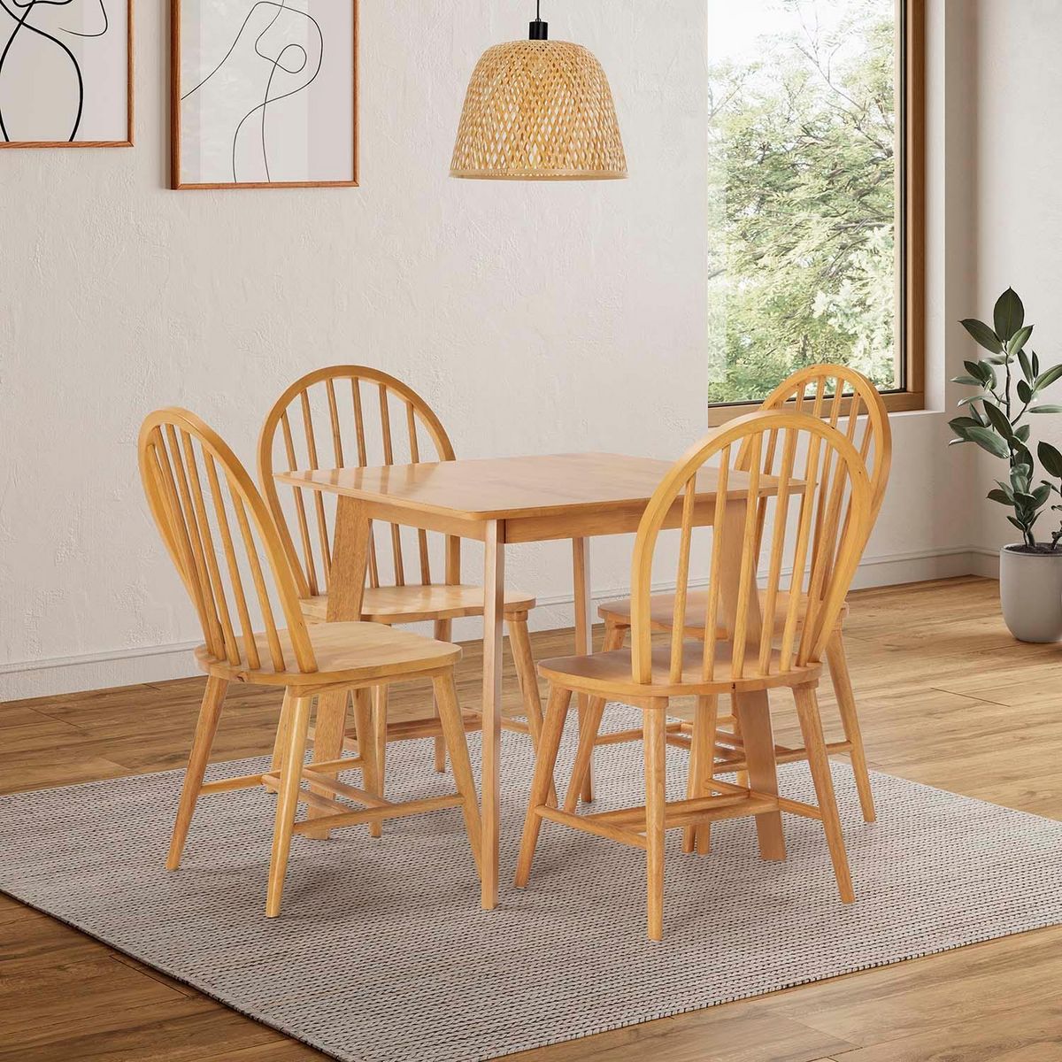 VS VENTA-STOCK Ensemble table 80x80 cm et 4 chaises de salle à manger en Clarck Chêne