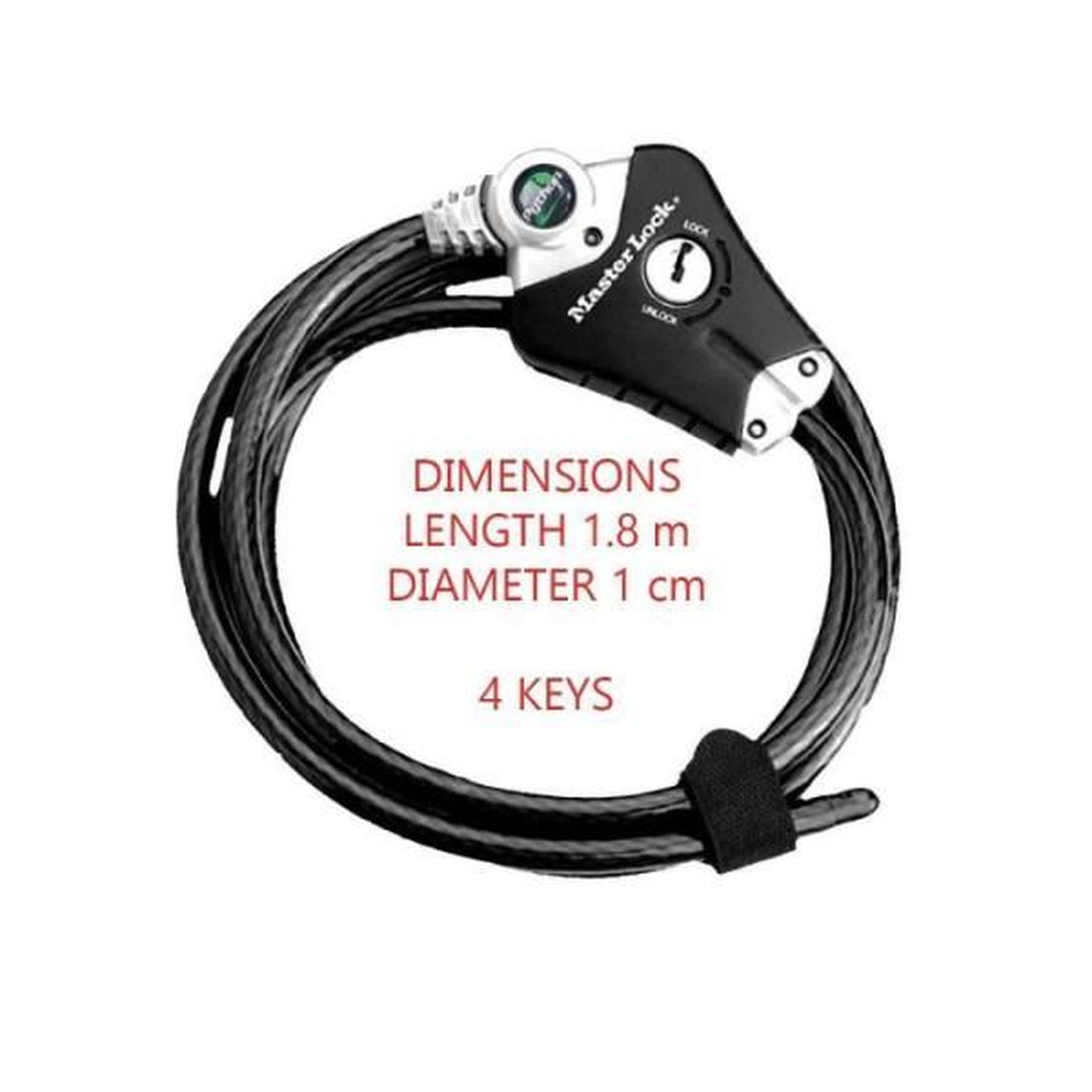 Voir la diapositive 4 : Master lock MASTER LOCK Câble antivol breveté ajustable de 30 cm a 1,8 m