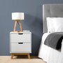 Voir la diapositive 4 : VS VENTA-STOCK Table de Chevet Miranda 2 tiroirs Blanc, MDF laqué en couler Blanc