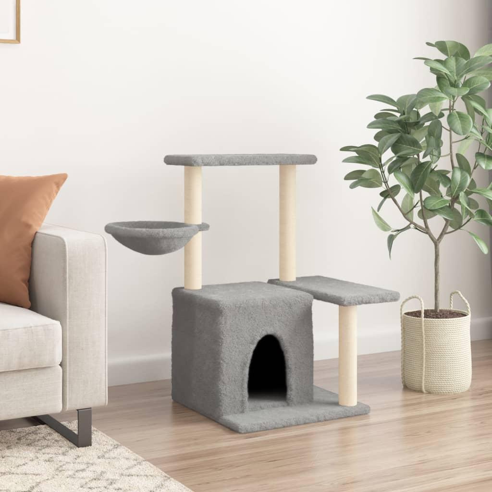 Voir la diapositive 3 : VIDAXL Arbre a chat avec griffoirs en sisal Gris clair 83 cm
